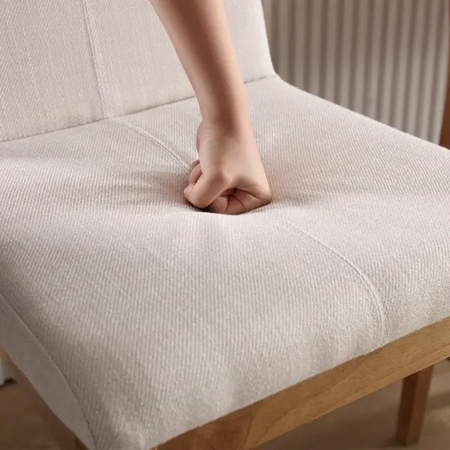 Alt view image 6 of 7 - Bar Stools Set of 4 for Kitchen Island Linen Fabric Upholstered Wood Barstools with Back 30 Inch Mid Century Bar Height Stool Chairs for Home Bar/Patio/Cafe/Restaurant, Beige