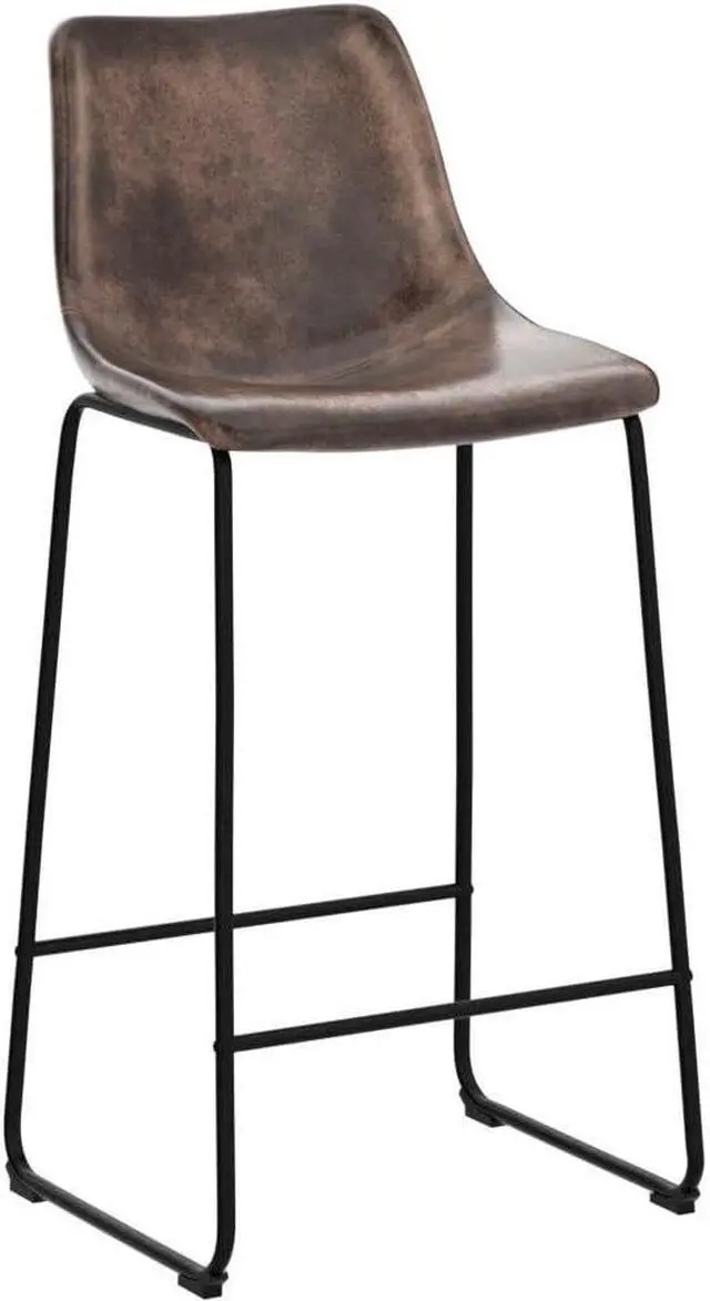 Alt view image 4 of 7 - ERGOMASTER Bar Stools Set of 4 Modern 30 Inch Bar Height Chairs Leather Barstools with Back and Sturdy Metal Legs for Kitchen Island Home Bar (Brown)