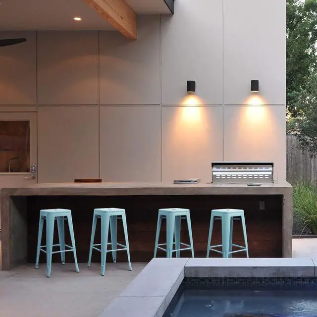 Alt view image 7 of 7 - JUMMICO 30 Inches Metal Bar Stools Industrial Barstools Stackable High Backless Stools Vintage Indoor Outdoor Stackable Kitchen Stools Set of 4 (Blue)