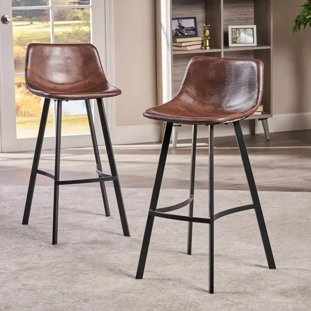 Alt view image 7 of 7 - Christopher Knight Home Dax Barstools, 2-Pcs Set, Snake Skin Brown