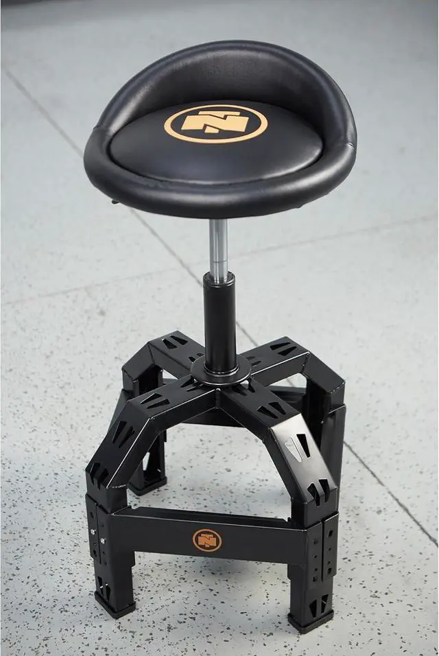 Alt view image 2 of 7 - Northern Tool XL Series Oversized Adjustable Swivel Shop Stool with Backrest - Steel, 400-Lb. Capacity, 27 1/2 to 32in. Seat Height