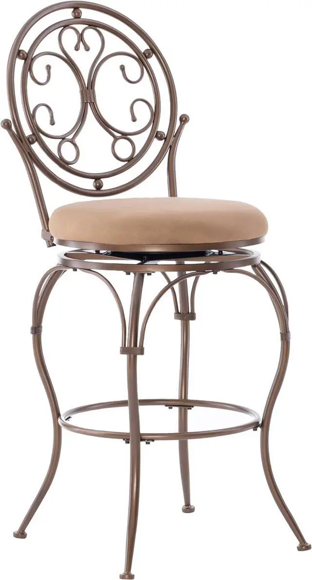 Main image of Powell Company Big and Tall Scroll Circle Back Barstool by Powell Stool, Bar Height, Bronze/Beige