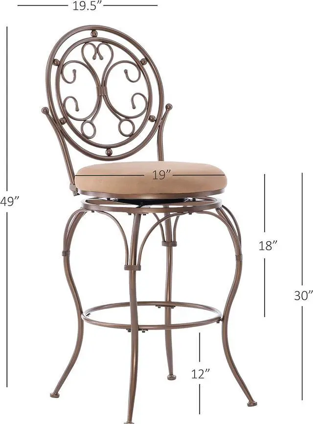 Alt view image 3 of 7 - Powell Company Big and Tall Scroll Circle Back Barstool by Powell Stool, Bar Height, Bronze/Beige