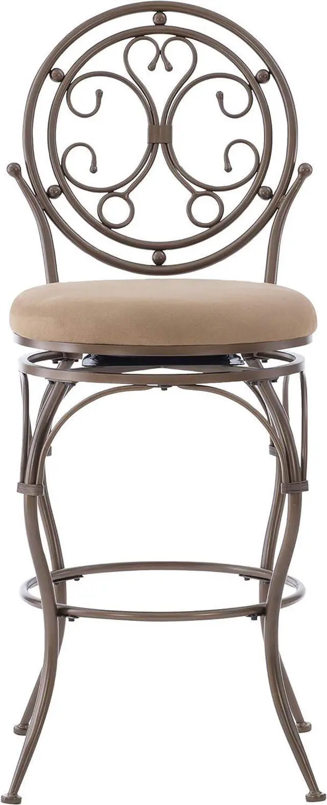 Alt view image 7 of 7 - Powell Company Big and Tall Scroll Circle Back Barstool by Powell Stool, Bar Height, Bronze/Beige