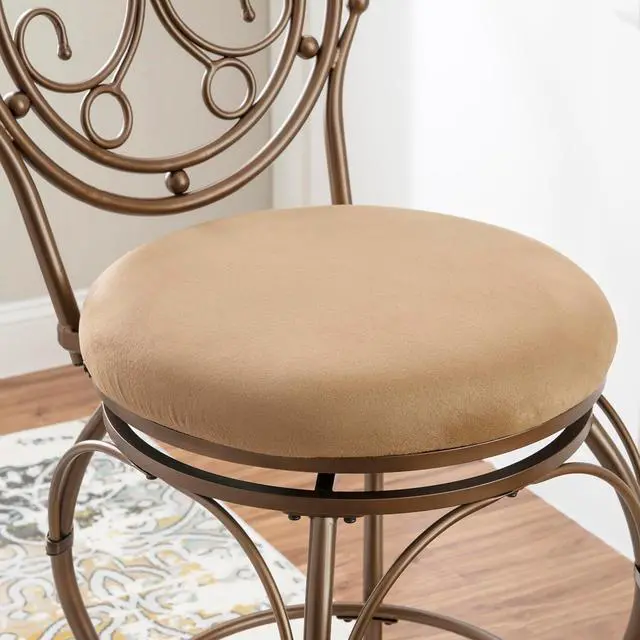 Alt view image 6 of 7 - Powell Company Big and Tall Scroll Circle Back Barstool by Powell Stool, Bar Height, Bronze/Beige