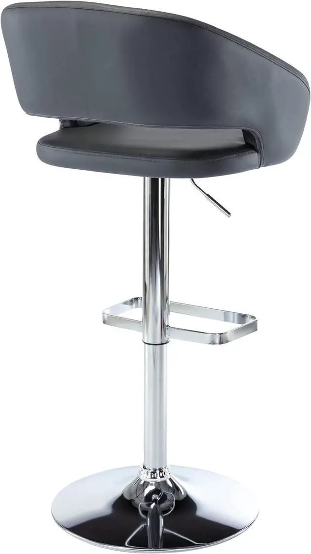 Alt view image 7 of 7 - Vogue Furniture Direct Adjustable Bar Stool with Hollow Back and Arms, Modern PU Leather Swivel Barstool, Airlift Counter Height Bar Chair for Kitchen Dining Room (Grey)