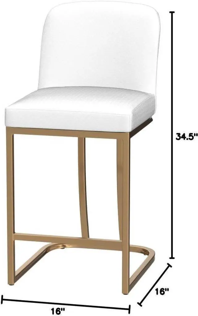 Alt view image 2 of 7 - Sophia & William Bar Stools Set of 3, Counter Height Bar Stools for Kitchen Island,Creamy White & Gold Bar Stools with Back, 24 Inch