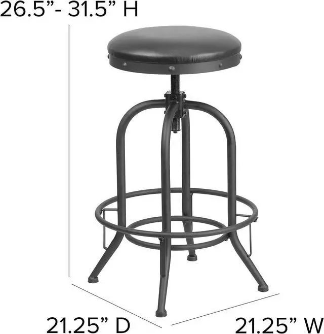 Alt view image 3 of 7 - Flash Furniture Carrington 30'' Barstool with Swivel Lift Black LeatherSoft Seat