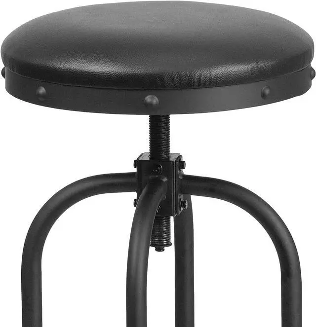 Alt view image 5 of 7 - Flash Furniture Carrington 30'' Barstool with Swivel Lift Black LeatherSoft Seat