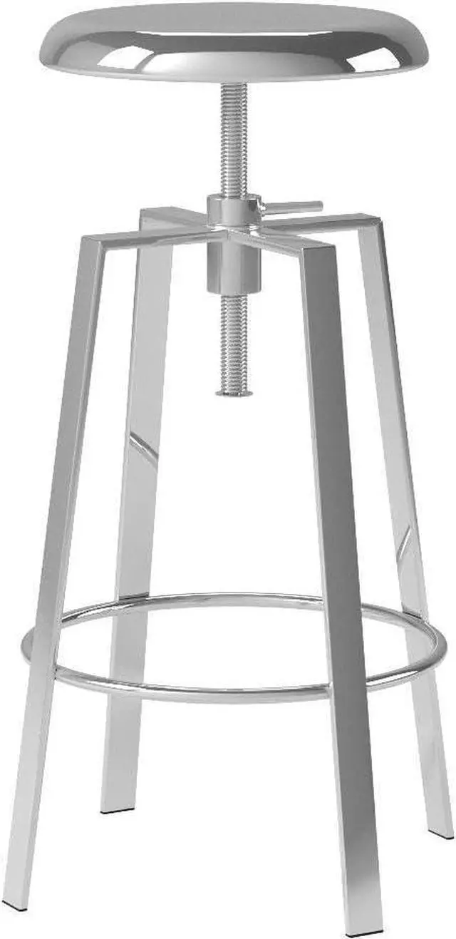 Alt view image 5 of 7 - Brage Living Atlas Industrial Bar Stools Set of 2, Adjustable Swivel Four Legged Round Metal Barstools, Backless Counter Height Bar Chairs for Kitchen Dining (Chrome)
