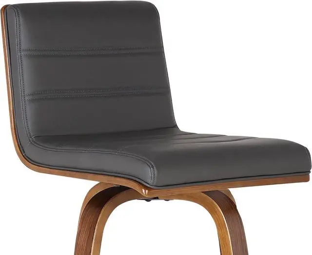 Alt view image 7 of 7 - Armen Living Vienna Mid-Century Modern 30" Bar height Barstool Faux Leather Wood Finish, Grey/Walnut