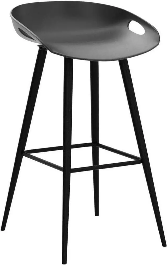 Alt view image 4 of 7 - Set of 2 Modern Simple Bar Stools,32.3" Counter Height Bar Stools Bar Chair with Low Backrest&Footrest for Home Bar Kitchen Dining Room Living Room Pub, Black