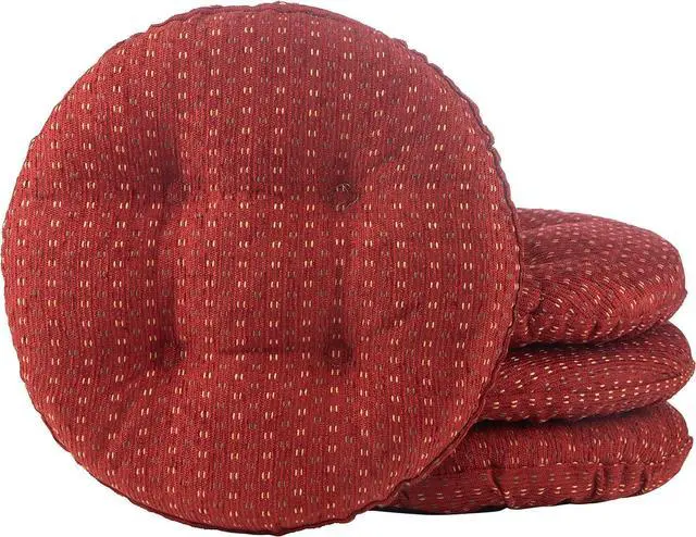 Main image of Klear Vu Raindrops The Gripper Non-Slip Tufted Cushion, Round Barstool Cover for Dining Rooms, Cafes, Bars and Restaurants, 14", 4 Pack, Red 4 Count