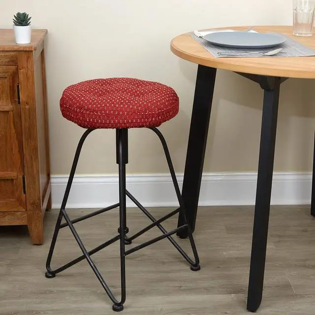 Alt view image 5 of 7 - Klear Vu Raindrops The Gripper Non-Slip Tufted Cushion, Round Barstool Cover for Dining Rooms, Cafes, Bars and Restaurants, 14", 4 Pack, Red 4 Count