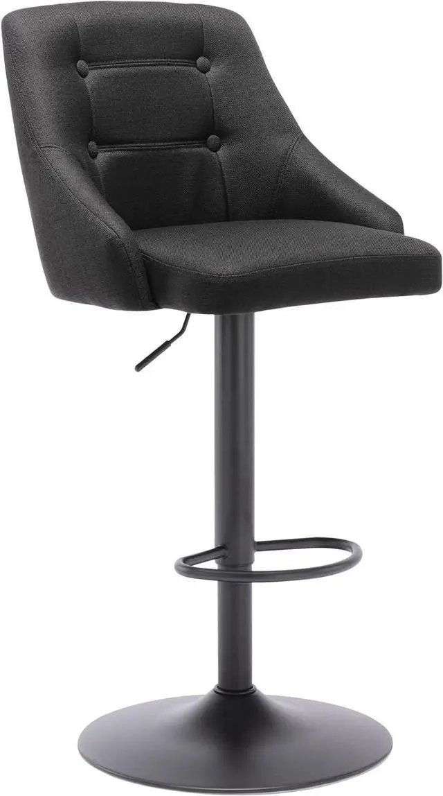 Main image of Brage Living Swivel Bar Stool with Back, Adjustable Fabric Tufted Barstool, Upholstered Counter Height Airlift Bar Chair for Kitchen Dining Cafe (Black, Black Base)