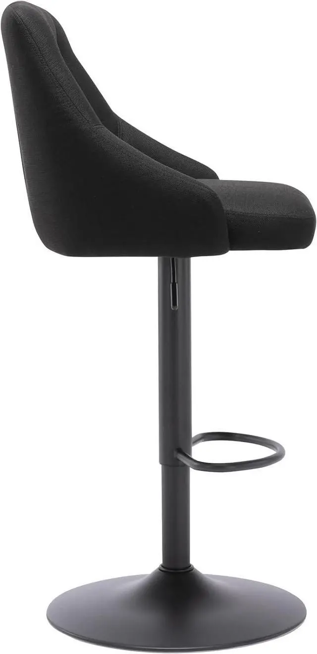Alt view image 7 of 7 - Brage Living Swivel Bar Stool with Back, Adjustable Fabric Tufted Barstool, Upholstered Counter Height Airlift Bar Chair for Kitchen Dining Cafe (Black, Black Base)