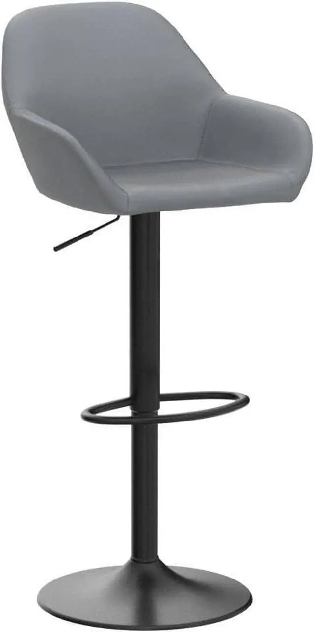Alt view image 5 of 7 - HOMCOM Adjustable Bar Stools, Swivel Counter Height Barstools with Footrest and Back, PU Leather and Steel Round Base, for Kitchen Counter and Dining Room, Set of 2, Black