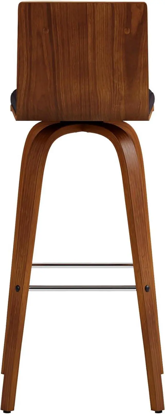 Alt view image 5 of 7 - Armen Living Vienna 30" Bar Height Swivel Brown Faux Leather and Walnut Wood Bar Stool