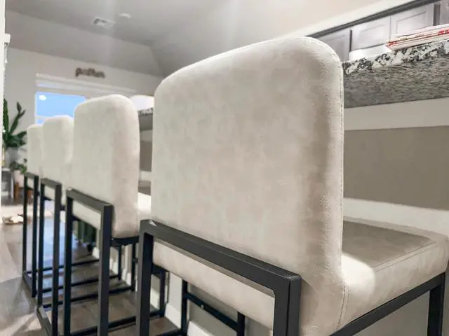 Alt view image 3 of 7 - ALPHA HOME 24 Bar Stools Set of 1 Counter Height Bar Stool Pu Leather Kitchen Modern Bar Stools with Backrest Upholstered Footrest Sturdy Chromed Metal Steel Frame, Light Gray