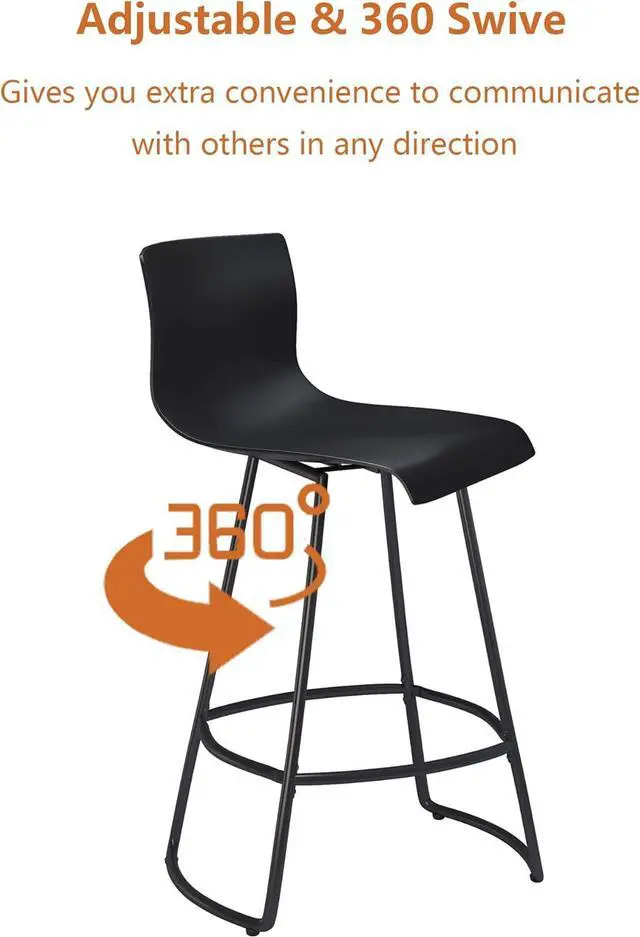 Alt view image 5 of 7 - Bar Stools Set of 4 Bar Stools Counter Height Bar Stools Modern Swivel Bar Stools Bar Chairs with Back Plastic 24" Metal Bar Stools Counter Height,Black