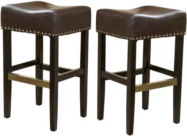 Main image of Christopher Knight Home Louigi Backless Leather Barstools, 2-Pcs Set, Brown
