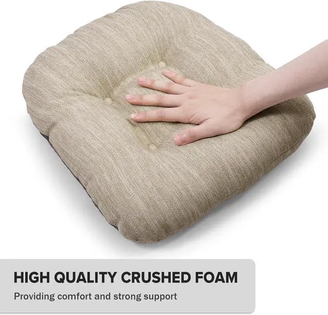 Alt view image 6 of 7 - baibu 14×14 Metal Dining Chair Pads with Ties Set of 2, Super Soft Kitchen Chair Cushions Bar Stool Cushions with Non-Slip Bottom - 2 Pads only (Beige, 14×14×2.5in)