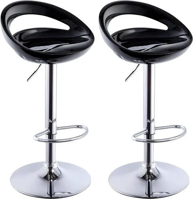 Main image of DUHOME Set of 2 ABS Barstool Adjustable Swivel Bar Chairs 2 PCS for Kitchen Island Pub Bar (Black)