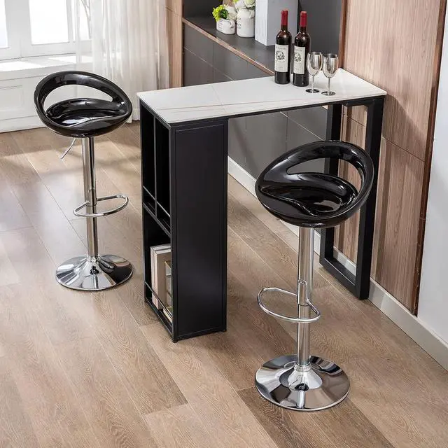 Alt view image 7 of 7 - DUHOME Set of 2 ABS Barstool Adjustable Swivel Bar Chairs 2 PCS for Kitchen Island Pub Bar (Black)