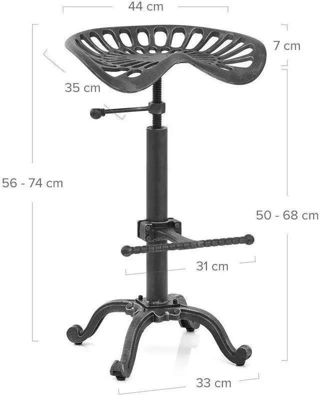 Alt view image 2 of 7 - Diwhy Rustic Industrial Farmhouse Tractor Seat Counter Height Adjustable Bar Stool Cast Iron Swivel Stool Industrial bar Chair (Rust, Cast Iron)
