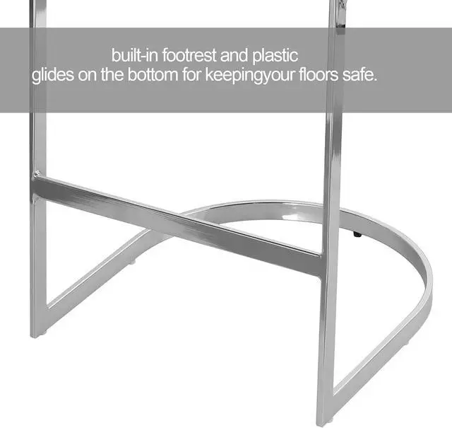 Alt view image 5 of 7 - Counter Height Bar Stools, Modern 26" Counter Stools with Back and C-Shaped Metal Frame, Upholstered Faux Leather Bar Chairs Island Stools for Kitchen Counter, Home Bar, Pub, Grey