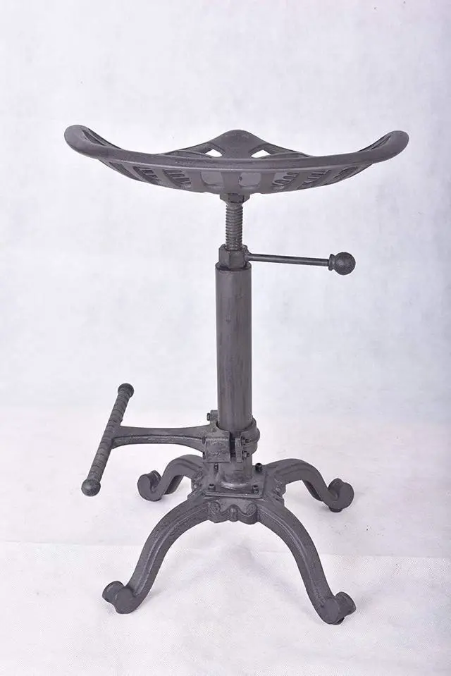 Alt view image 6 of 7 - Diwhy Rustic Industrial Farmhouse Tractor Seat Counter Height Adjustable Bar Stool Cast Iron Swivel Stool Industrial bar Chair (Rust, Cast Iron)
