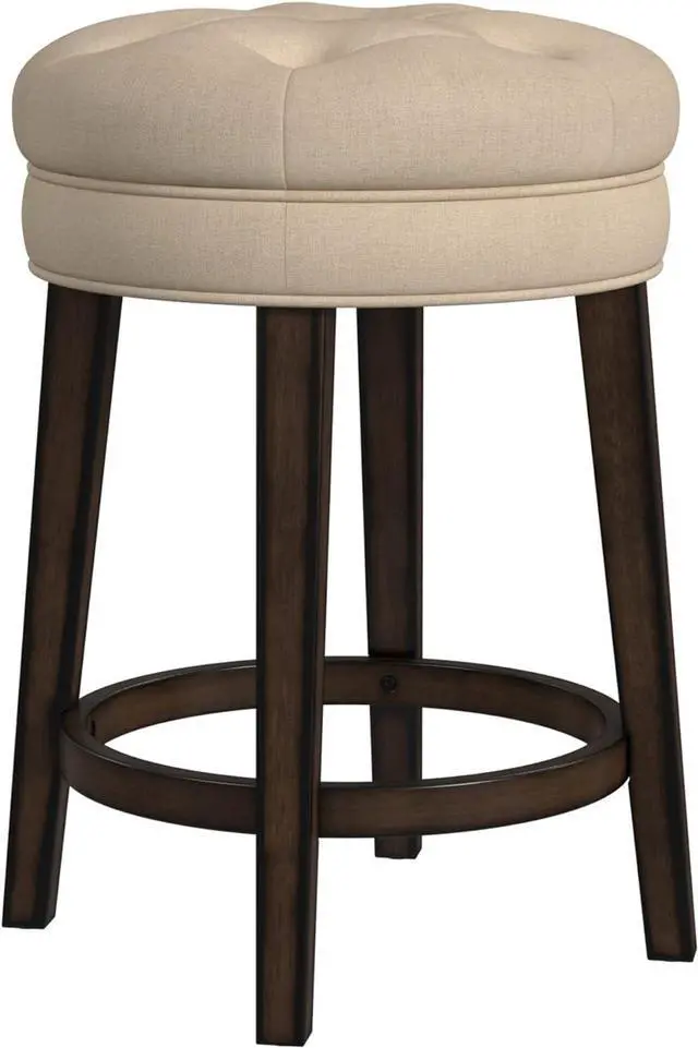 Main image of Hillsdale Krauss Backless Swivel Counter Stool, Charcoal Gray Finish with Linen Stone Fabric