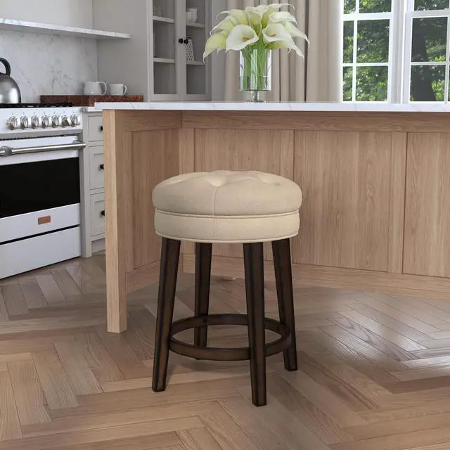 Alt view image 2 of 7 - Hillsdale Krauss Backless Swivel Counter Stool, Charcoal Gray Finish with Linen Stone Fabric