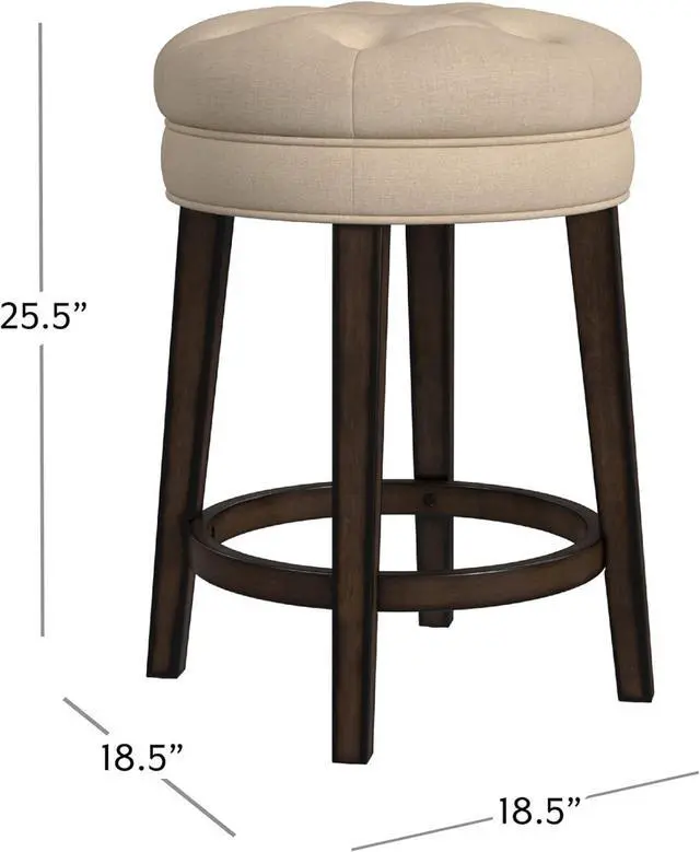 Alt view image 3 of 7 - Hillsdale Krauss Backless Swivel Counter Stool, Charcoal Gray Finish with Linen Stone Fabric
