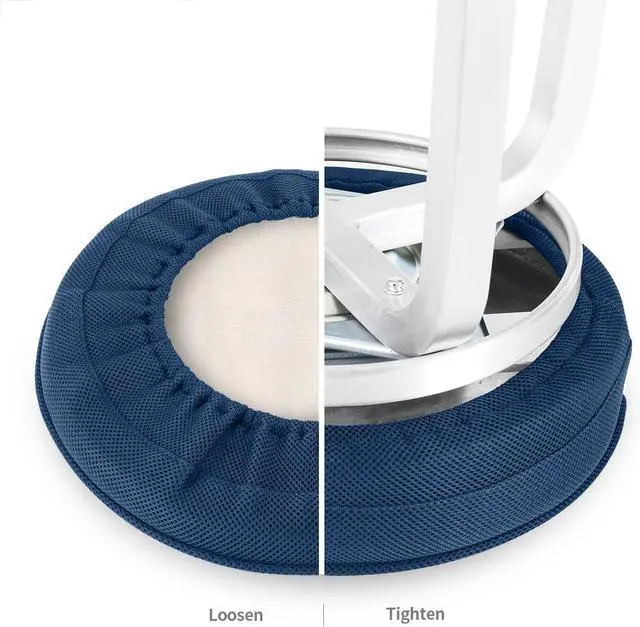 Alt view image 6 of 7 - Shinnwa Bar Stool Cushions, Memory Foam Round Bar Stool Covers with Non-Slip Backing and Elastic Band, 14", Navy