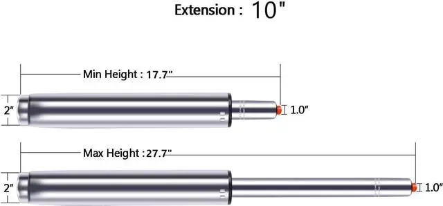 Alt view image 2 of 4 - Antlu 10" Long Stroke Adjustable Gas Lift Cylinder for Bar Stool Drafting Chair Replacement, Tall Hydraulic Pneumatic Cylinder Shock Piston for Barstools, Universal Size Heavy Duty (400 lbs)