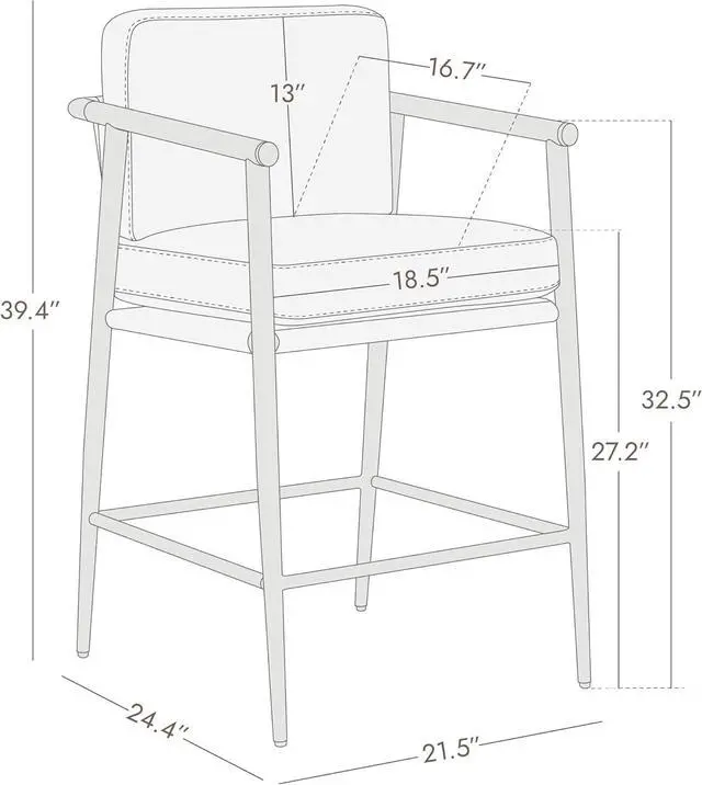 Alt view image 2 of 7 - Watson & Whitely Mid Century Modern Barstools Set of 2, 26" H Upholstered Counter Height Bar Stools with Wood Armrests and Metal Legs, Fabric in Beige