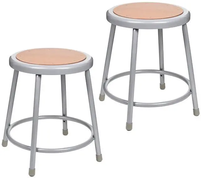 Main image of OEF Furnishings (2 Pack) Steel Stools, Grey, 18", No Assembly Required