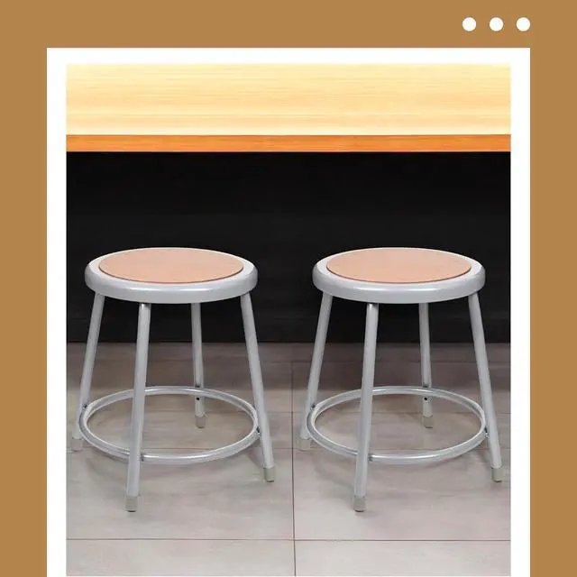 Alt view image 7 of 7 - OEF Furnishings (2 Pack) Steel Stools, Grey, 18", No Assembly Required