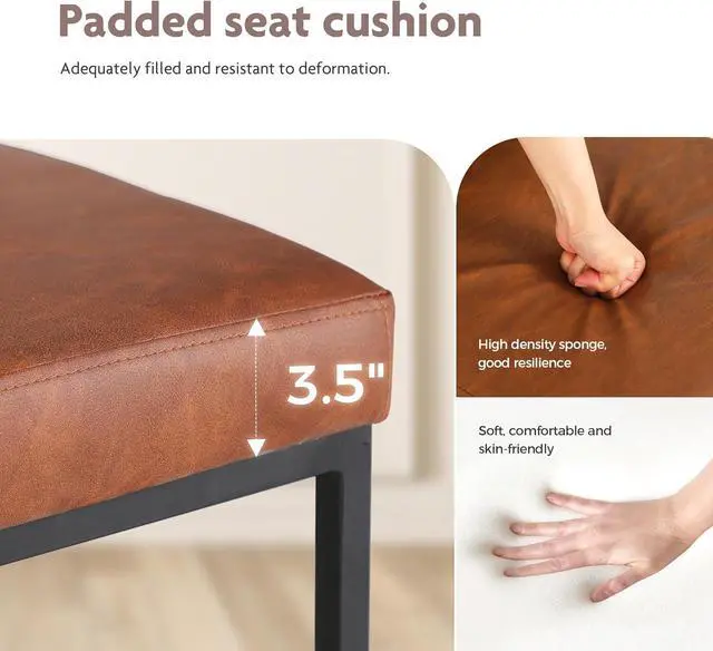 Alt view image 6 of 7 - ALPHA HOME 24 Bar Stools Set of 4 Counter Height Bar Stool Pu Leather Kitchen Modern Bar Stools with Backrest Upholstered Footrest Sturdy Chromed Metal Steel Frame,Brown.