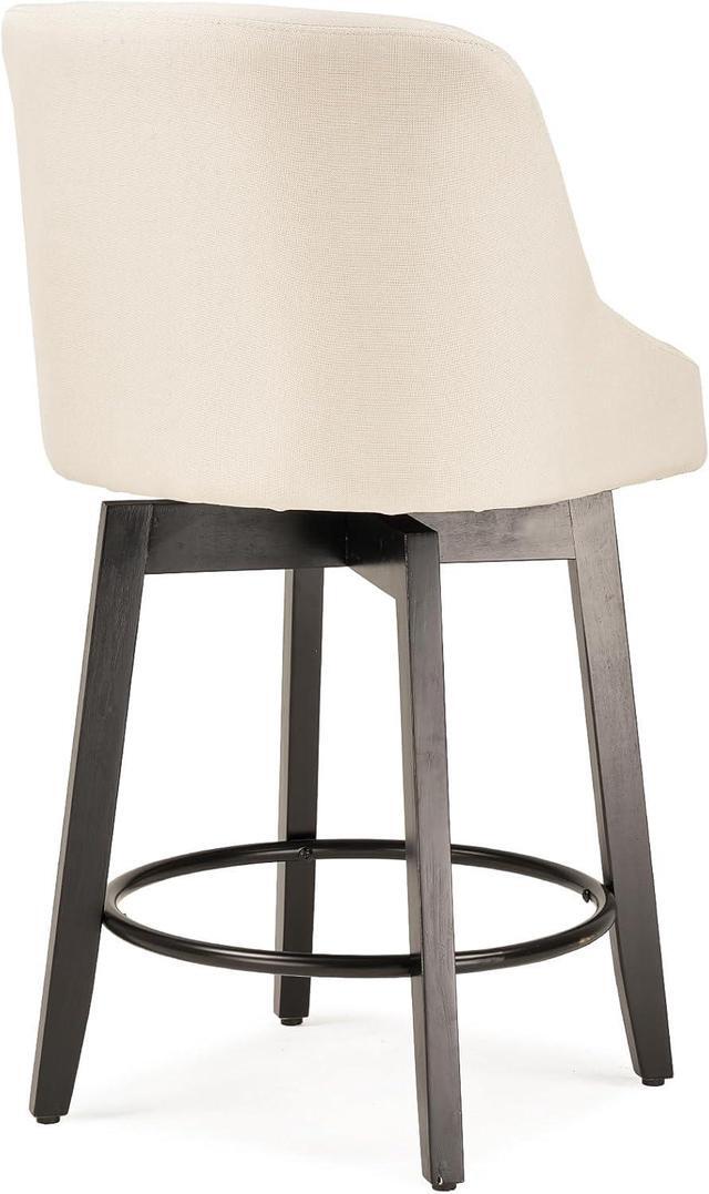 Alt view image 6 of 6 - CUYOCA Counter Height Bar Stools Set of 2, Swivel Barstools with Backs for Kitchen Island, Upholstered Modern Fabric barstools, 26" H Seat Height Ivory