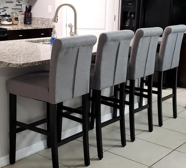 Main image of LSSBOUGHT 30'' Bar Stools Set of 4 Bar Height Chairs with Button Tufted Back for Kitchen Island, Gray