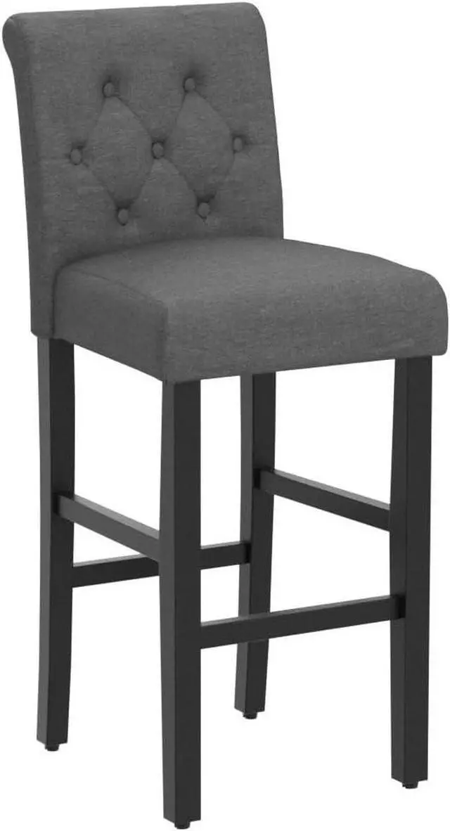 Alt view image 4 of 7 - LSSBOUGHT 30'' Bar Stools Set of 4 Bar Height Chairs with Button Tufted Back for Kitchen Island, Gray