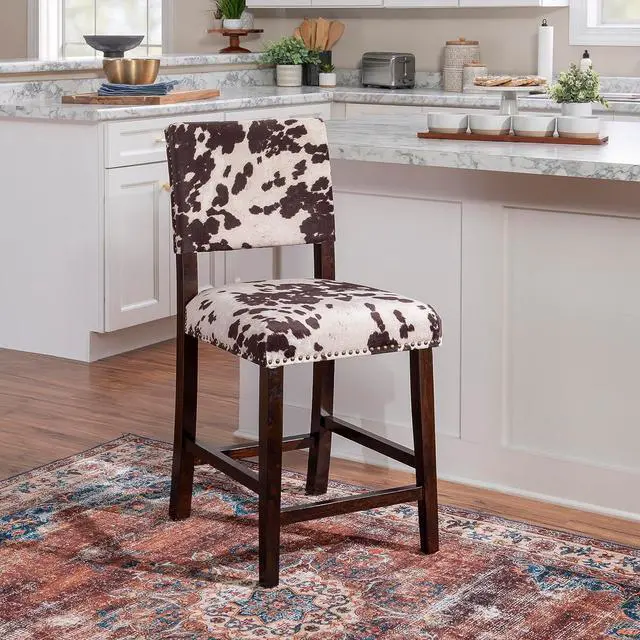 Alt view image 2 of 7 - Linon Udder Madness Corey Counter Stool, 19"W x 22.25"D x 38.75"H, Manhattan Stain