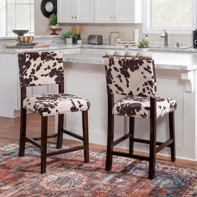 Alt view image 7 of 7 - Linon Udder Madness Corey Counter Stool, 19"W x 22.25"D x 38.75"H, Manhattan Stain