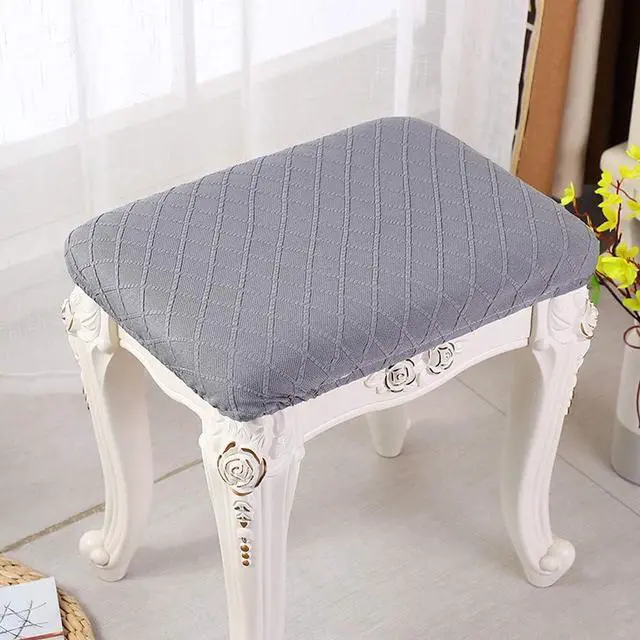 Alt view image 2 of 7 - ANWUCHEN Stool Covers Rectangle,4 Pack Stretch Rectangle Bar Stool Covers Elastic Vanity Stool Cover Jacquard Chair Seat Slipcover Counter Stool Covers Saddle Seat Cover for Wooden Metal Bench(Gray)