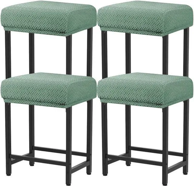 Main image of Levoberg Bar Stool Cover Rectangle Stretch Counter Height Barstool Slipcovers Rectangular Vanity Stool Cover Kitchen Counter Saddle Seat Cover for Wooden Metal Bench Set of 4 Cyan