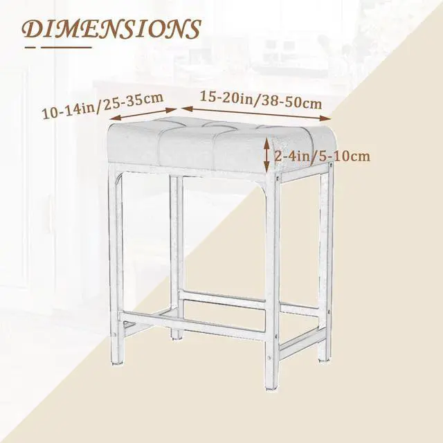 Alt view image 6 of 7 - Levoberg Bar Stool Cover Rectangle Stretch Counter Height Barstool Slipcovers Rectangular Vanity Stool Cover Kitchen Counter Saddle Seat Cover for Wooden Metal Bench Set of 4 Cyan