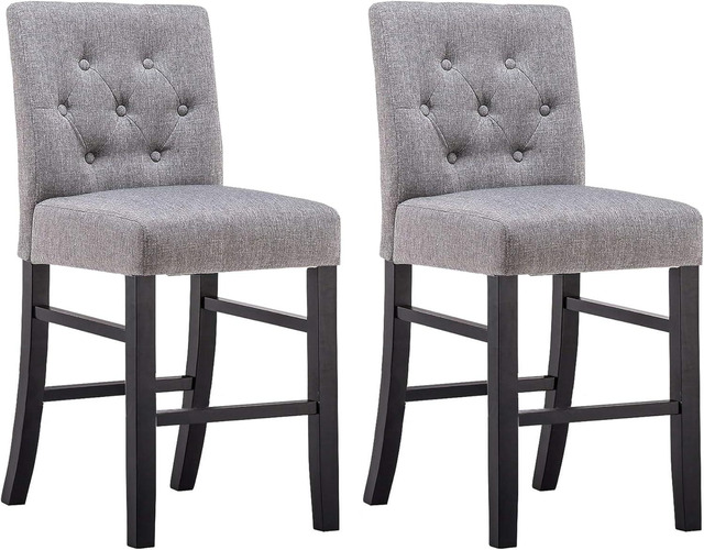 thumbnail image 2 of Topeakmart Counter Height Bar Stools Set Of 2 – 24" Seat Height, Upholstered Backrest, 34" Overall Height, Black, MPN: TMo7pa000201 2 of 6