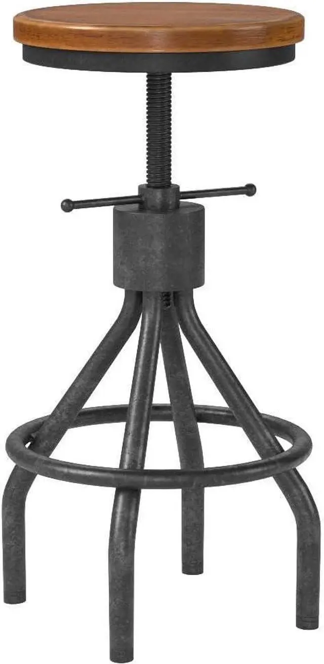 Alt view image 5 of 7 - Set of 2 Industrial Bar Stool-Vintage Counter Dining Chair-Swivel Stools-Tall Height Adjustable 22-33"